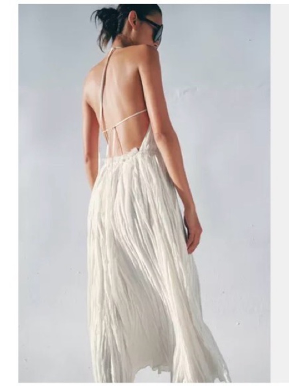 ZARA - Backless White Maxi Dress with Spaghetti Straps